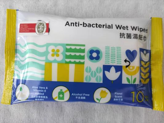 Anti-Bacterial Aloe Vera Vitamin E Added Wet Wipes Gentle Non-Alcoholic