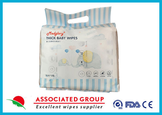 Thick Pure Water Baby Wipes Gentle Fragrance Free Hypoallergenic and Unscented 60Count (3 Packs of 20)