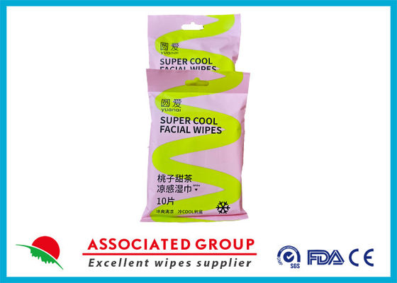 ISO 9001 Certified Yuanai Peach Sweet Tea Cooling Wipes Hypoallergenic Adult Wipes 15*20cm