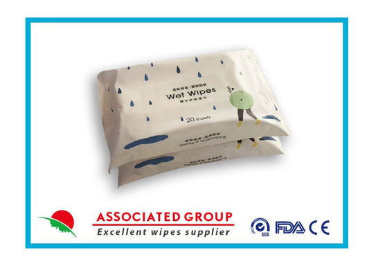 Unscented Coconut Water Extract Adult Wet Wipes 20 PCS Flowpack With Sticker