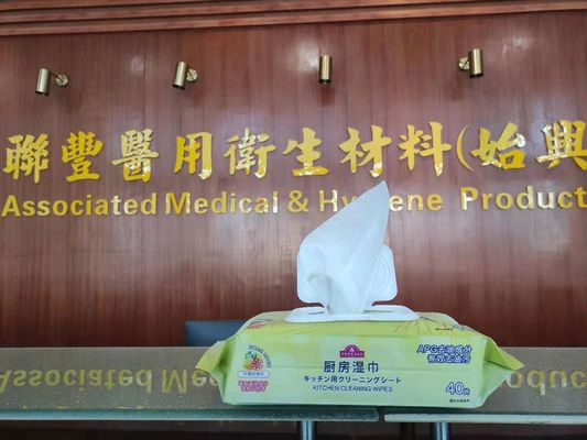 Lemon Pomelo Flavor Kitchen Cleaning Wet Wipes 60g Spunlace Nonwoven Fabric