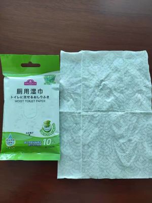 Flushable Moist Toilet Wet Wipes Thrown Directly Into The Toilet And Washed Away