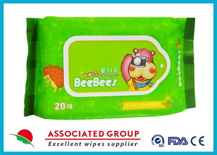 Alcohol Free Smooth Wet Tissue For Baby , 20 Sheets Water Based Baby Wipes