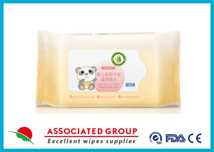 Non Irritating Aloe Vera Skin Care Wet Baby Wipes for Face And Hands , 80 Sheets