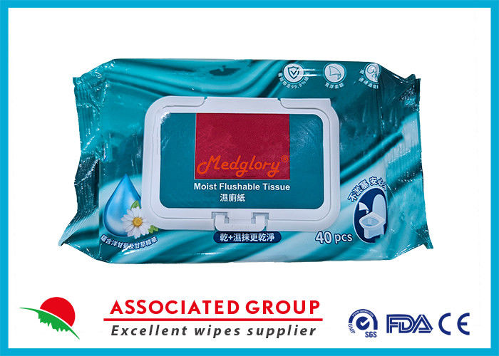 Flushable Toilet Wet Wipes (3 X 40 Count) | Made From Plant-Based Fibers | Infused With Chamomile & Licorice Extract