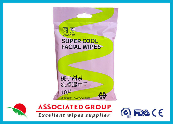 ISO 9001 Certified Yuanai Peach Sweet Tea Cooling Wipes Hypoallergenic Adult Wipes 15*20cm