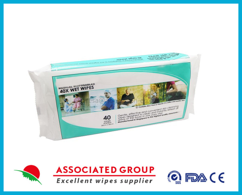 40pcs Premium Full Body Cleansing Wet Wipes For Adults - Large Luxury Fresh-feel Rinse-free Fragrance-free Bed Bath