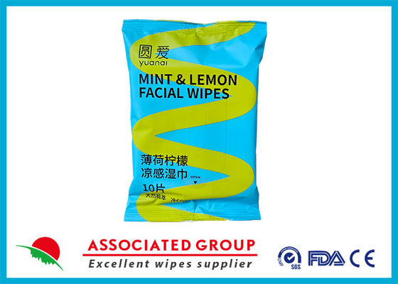Yuanai Mint Lemon Cooling Wipes | Personal Cleansing Adult Wipes Made From Plant Based Fibers